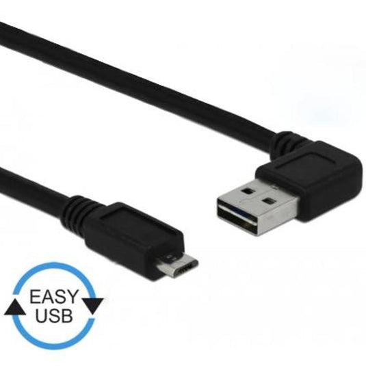 Delock usb 2.0 male left right > micro-b, 3m kabel (zwart, 83384)