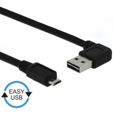 Delock usb 2.0 male left right > micro-b, 3m kabel (zwart, 83384)