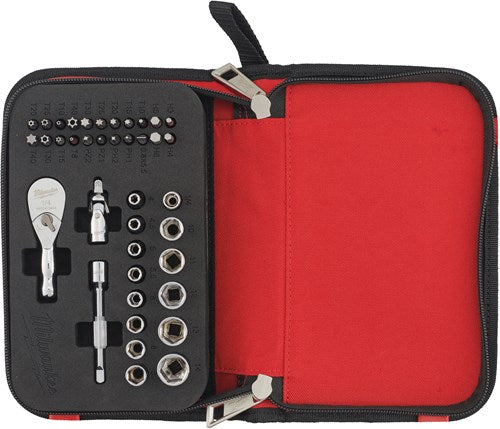 Load image into Gallery viewer, Milwaukee 1 4 compact ratchet set 39pc doppenset 1 4” four flat™compact in etui (39-delig) - 4932492672
