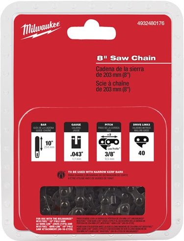 Milwaukee 20 cm 8 saw chain 3 8 x 1.1 m18 fhs ketting tbv kettingzaag 20 cm 8 voor m18 fhs20 - 4932480176