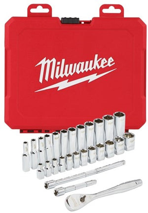 Milwaukee accessoires milwaukee ratel + doppen set 1 4 drive 28 pc ratchet + socket set metric - 4932464943