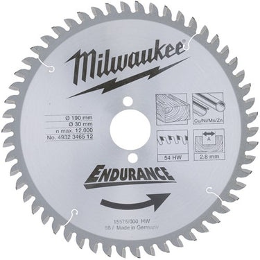 Milwaukee accessoires cirkelzaagblad 190 x 30 mm (54 tanden) - 4932471303
