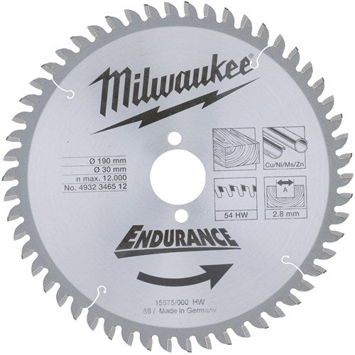 Milwaukee accessoires cirkelzaagblad 190 x 30 mm (54 tanden) - 4932471303