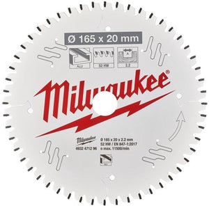 Milwaukee accessoires cirkelzaagblad p alu165x20x2,2x52tf neg. - 4932471296