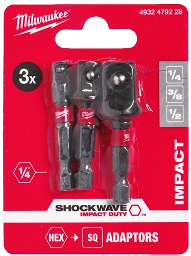 Milwaukee accessoires doppen adapter shockwave set-3pc - 4932479228