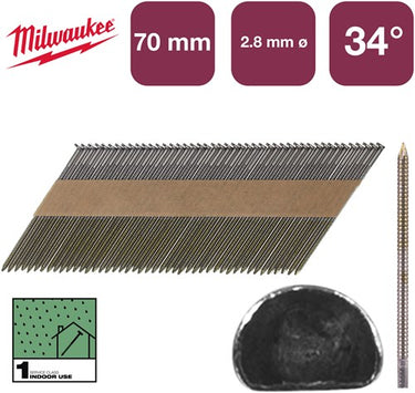 Milwaukee accessoires nagels d-kop 34° 70mm rs b sc1 | 2.200 stuks - 4932492601