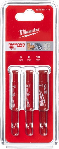 Milwaukee accessoires milwaukee diamantboorset | diamond max™ | 1 4 nat droog | 3 stuks - 4932498368