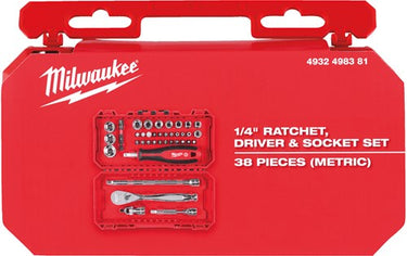 Milwaukee doppenset en ratel | 1 4 four flat™ | 38-delig | packout ready box - 4932498381