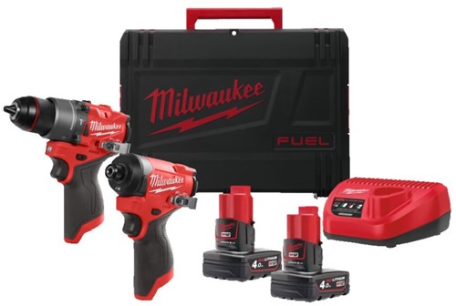 Milwaukee m12 fpp2a2-402x | m12 fuel powerpack (m12 fpd2, m12 fid2, 2x 4.0ah m12 b4 accu, 1 x c12c lader, 1 xhd box) - 4933480587
