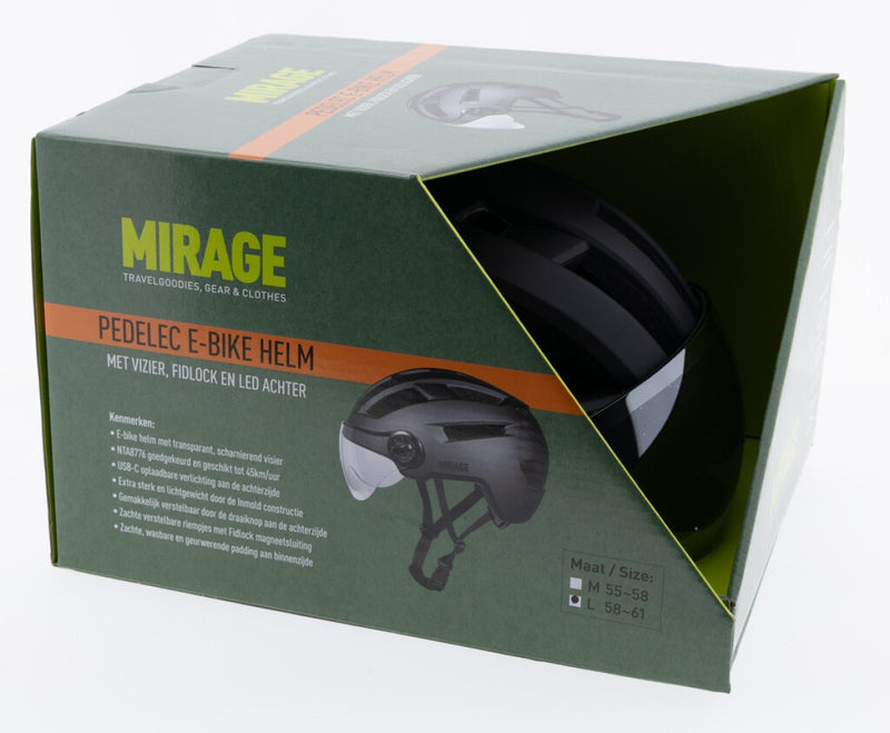 Afbeelding laden in galerijviewer, Buzaglo mirage e-bike helm 55-58cm, nta m vizier fidlock,led,mat zw
