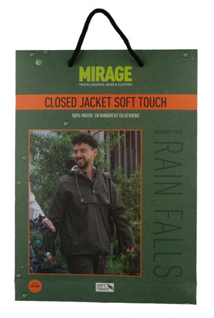 Mirage regenjas rainfall closed jacket - maat m - gemaakt van polyester soft touch - earl grey