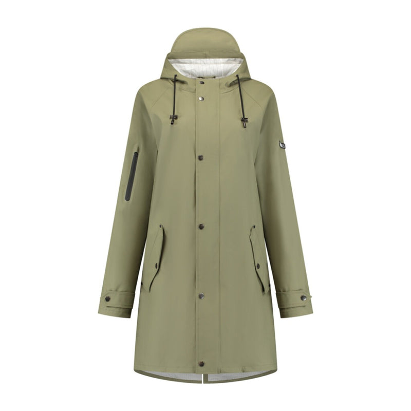 Load image into Gallery viewer, Mirage regenjas rainfall trenchcoat - maat s - gemaakt van polyester soft touch - olive green
