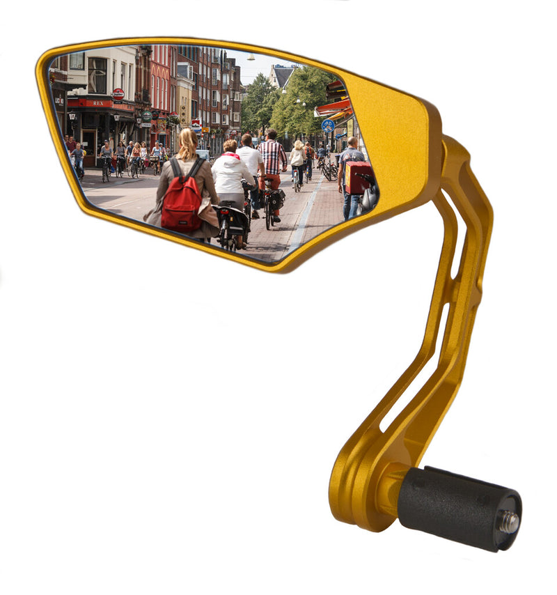 Load image into Gallery viewer, Mirage spiegel bar-end draaibaar luxe dimmend glas goud op kaart
