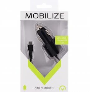 Enzo mobilize usb autolader dual 4800ma + micro usb kabel zwart 1m - 9540125