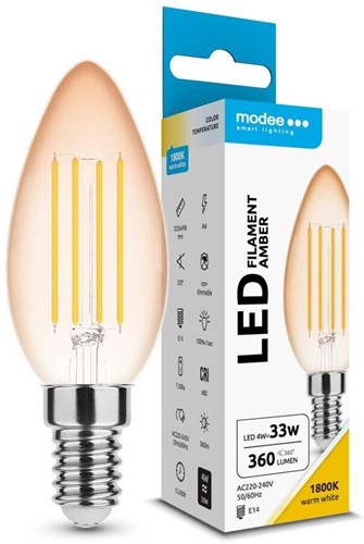 Chargez l'image dans la visionneuse de la galerie, Enzo modee led kaars e14 4-33w 1800k filament amber - led7400
