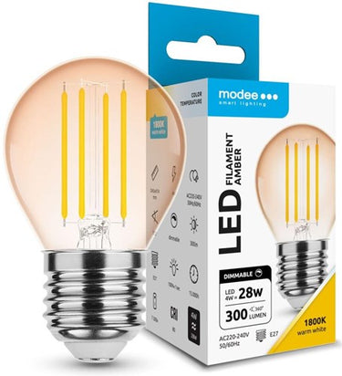 Enzo modee led kogel e27 4-28w 1800k filament amber dimbaar - led7430