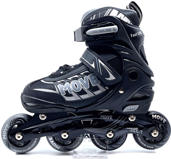 Load image into Gallery viewer, Move Inline skates Fast semi-softboot verstelbaar zwart maat 38-41
