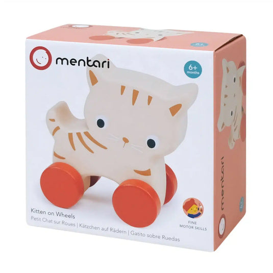 Dam mentari poesje op wielen van hout