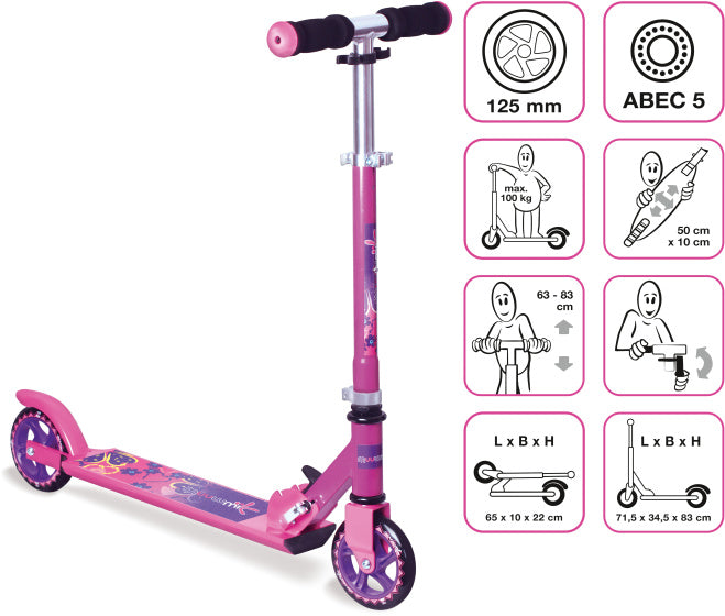 Load image into Gallery viewer, Muuwmi 2-wiel Kinderstep Opvouwbaar Voetrem Roze Paars
