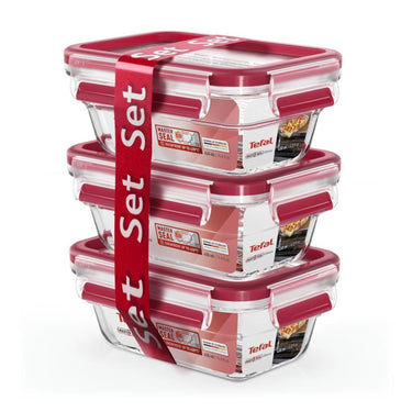 Tefal masterseal glass set a 3 x 450 ml rechthoekig