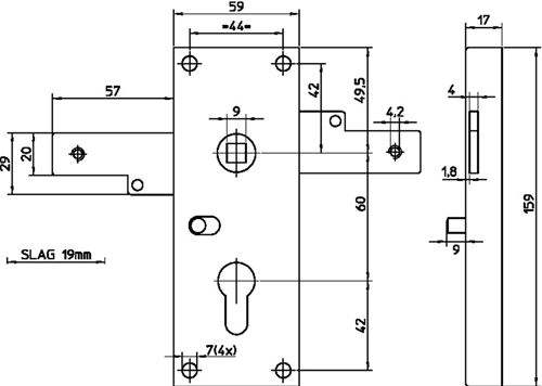 Cargue la imagen en el visor de la galería, Nemef 1806 2 garageslot | pc60mm | slotkast staal verzinkt 59x159mm | stangen horizontaal | niet verend | m6 aansluiting | dag- en nachtfunctie | dr 1+2+3+4 - 9180602000
