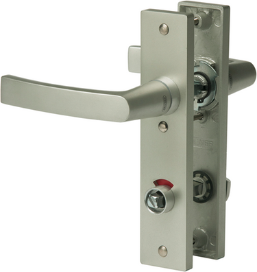Nemef 3251 wc rs beslag kortschild rechthoekig | blok kruk-kruk | beslagset | geveerd | krukstift 8mm | f1 aluminium | wc63 | draairichting rechts - 9325122631