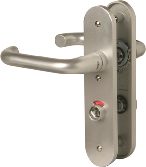 Nemef 3253 wc ls beslag kortschild afgerond | d kruk-kruk | beslagset | geveerd | krukstift 8mm | f1 aluminium | wc63 | draairichting links - 9325322632