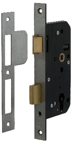 Cargue la imagen en el visor de la galería, Nemef 4401 4402 veiligheidsdeurslot | skg** | dm60mm | pc72mm | krukgat 8mm | voorplaat rvs 24x235mm afgerond | messing dag- en nachtschoot | dr 2+4 - 9440217602
