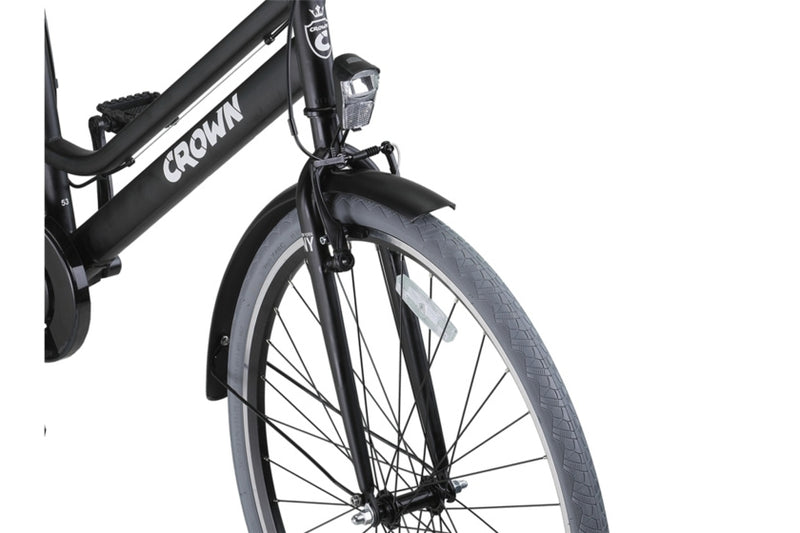 Load image into Gallery viewer, Crown new york 28 inch 53 cm dames 7v v-brakes matzwart

