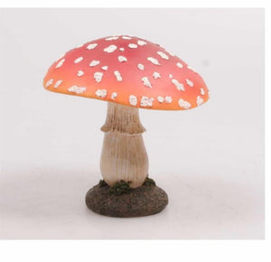 Season inspired decoration tuinbeeld paddenstoel rood met witte stippen polystone 7x7x10 cm