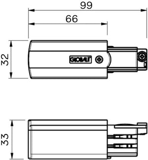 Nordic aansluitstuk tbv. rail wit links 3-fasen 5050015
