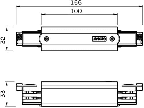 Nordic aansluitstuk tbv.rail zwart midden 3-fas 5050023