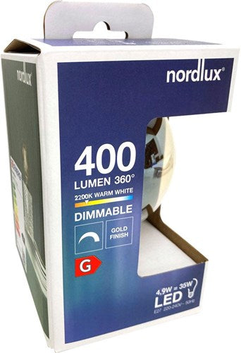 Enzo nordlux led globe g125 e27 4,9-35w 2200k filament spiraal gold dimbaar - 2760150