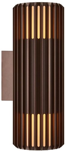 Cargue la imagen en el visor de la galería, Enzo nordlux wandlamp aludra rond dubbel 2x e27 bruin ip54 - 4800945
