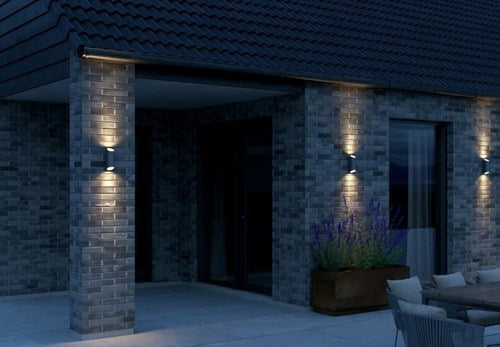 Chargez l'image dans la visionneuse de la galerie, Enzo nordlux wandlamp nico rond 2x gu10 antraciet ip54 - 4800918
