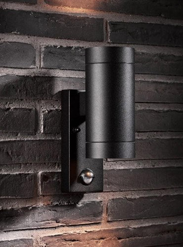 Cargue la imagen en el visor de la galería, Enzo nordlux wandlamp tin maxi double met sensor 2x gu10 zwart ip54 - 4800929
