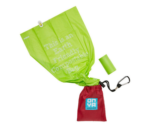 Onya hondenpoepzakjes met tasje - chilli red