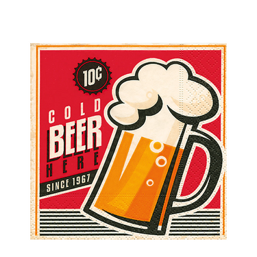 Paper+design servet 3-laags 25x25cm bier 20 stuks