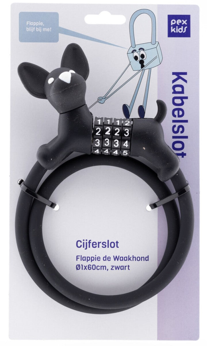 ギャラリービューアに画像をロードする, Pexkids cijfer kabelslot zwart flappie de waakhond silicone
