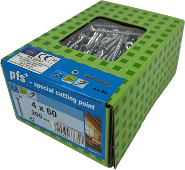 Pgb-europe pfs+ | spaanplaatschroef pfs+ vzk-t ø 4,0x60 zn - 200 stuks - pfwvtv001004000603