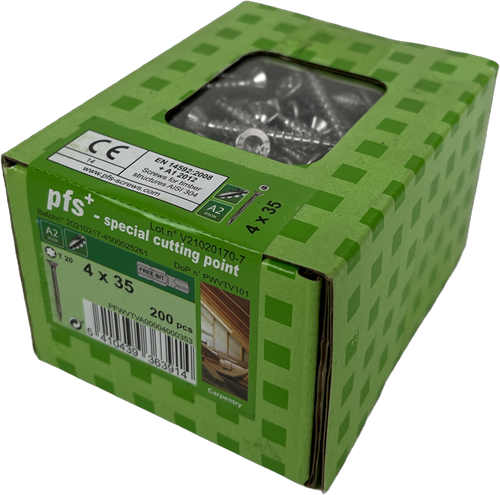 Pgb-europe pgb-fasteners universele spaanplaatschroef vk-t voldraad verzonken kop ø4,0x35 zn tx20 | 200 st | pgwvtv001004000353