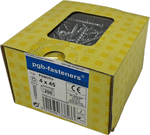 Pgb-europe pgb-fasteners universele spaanplaatschroef vk-t voldraad verzonken kop ø4,0x45 zn tx20 | 200 st | pgwvtv001004000453