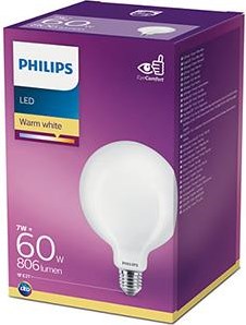 ギャラリービューアに画像をロードする, Philips led lamp - globelamp met e27 fitting - warmwit licht: 2700k - 60w - mat glas
