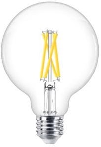 Afbeelding laden in galerijviewer, Philips master value ledglobe e27 93mm filament helder 5.9w 806lm - 922-927 zeer warm wit | beste kleurweergave - dimbaar - vervangt 60w
