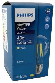 Philips led gls e27 3,4-40w 2700k filament helder dimbaar - led3774