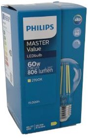 Cargue la imagen en el visor de la galería, Philips led gls e27 5,9-60w 2700k filament helder dimbaar - led3788
