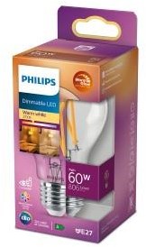 Cargue la imagen en el visor de la galería, Philips led lamp transparant - 60 w - e27 - dimbaar warmwit licht
