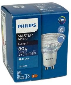 ギャラリービューアに画像をロードする, Philips led spot gu10 6,2-80w 4000k dimbaar - led3454
