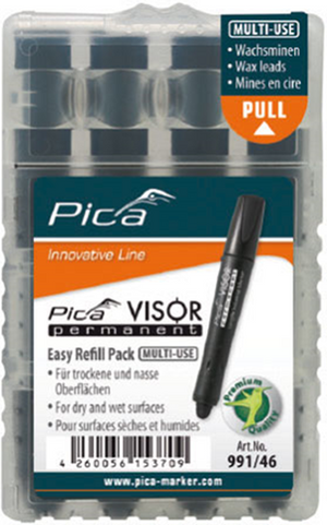 Pica 991 46 visor permanent marker navulling - zwart - 4 stuks