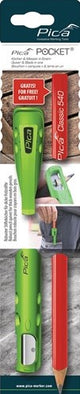 Pica timmermanspotlood - 2 stuks - incl potloodhouder slijper - pocket